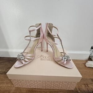 Jewel Badgley Mischka Pink Strappy Heels